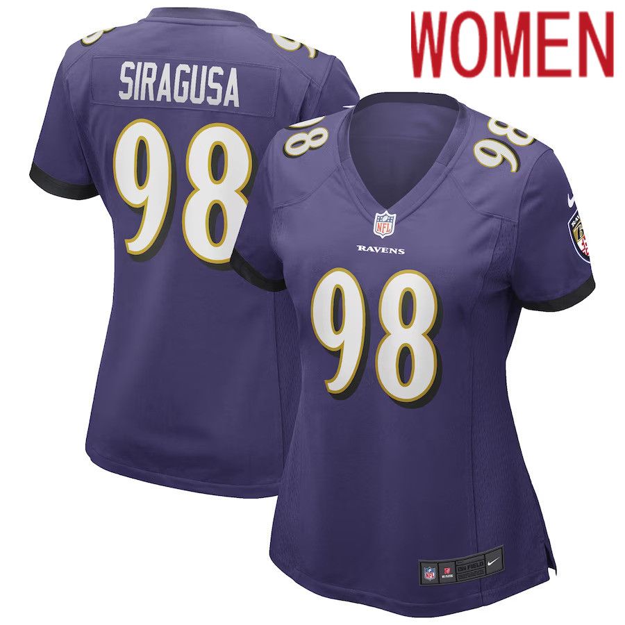 Women Baltimore Ravens #98 Tony Siragusa Nike Purple Game Retired Player NFL Jersey->women nfl jersey->Women Jersey
